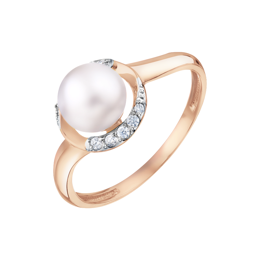 Damenring mit Perle und Zirkonia