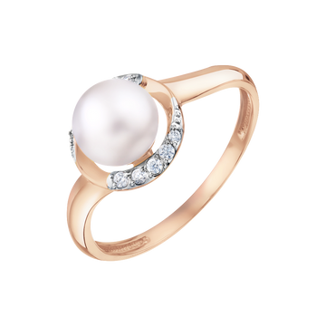 Damenring mit Perle und Zirkonia