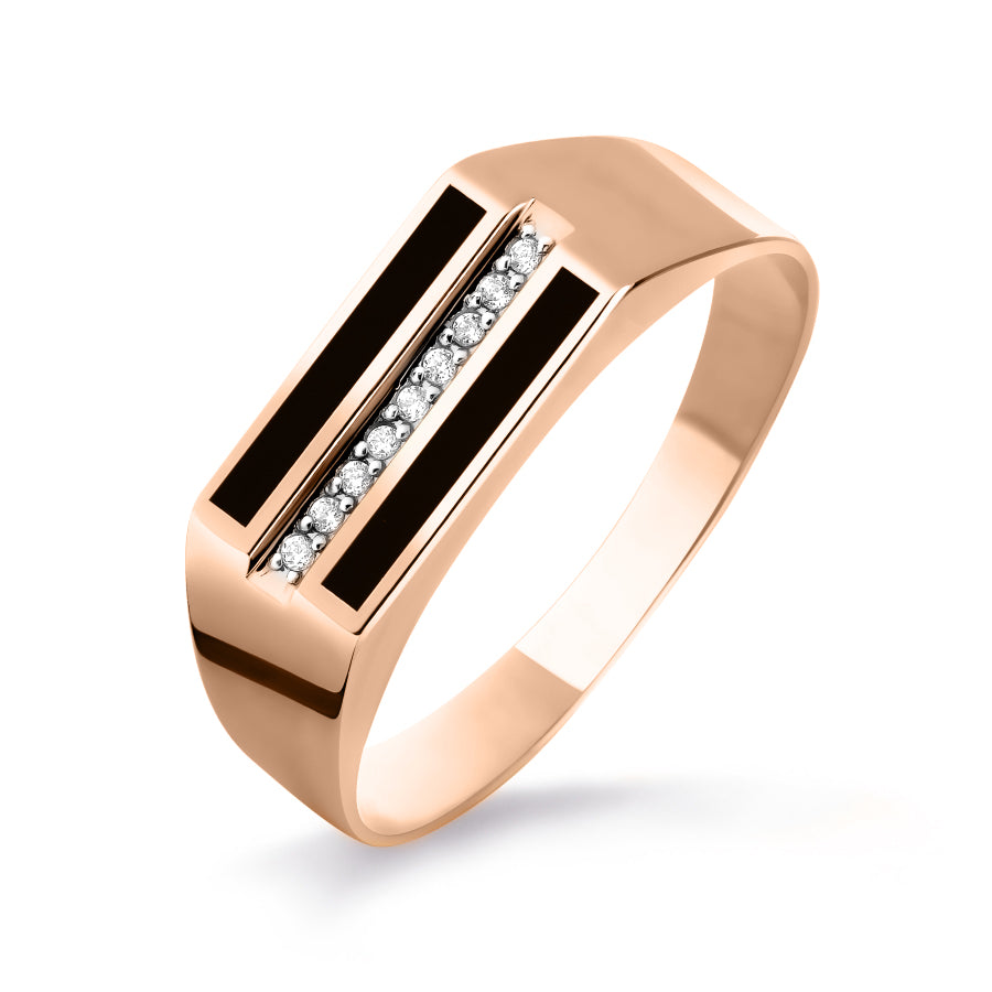 Herrenring mit Emaille und Zirkonia