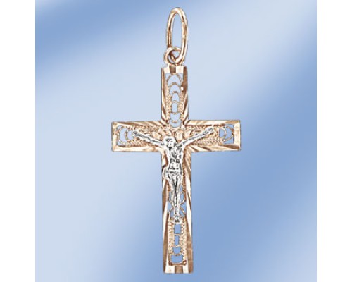 Anhänger, Rot-/Weißgold, 585°; Höhe ca. 36 mm; спаси и сохрани 