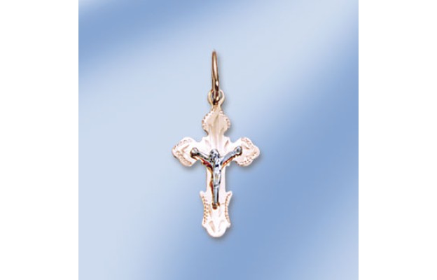 Anhänger, Rot-/Weißgold, 585°; Höhe ca. 25 mm; спаси и сохрани 