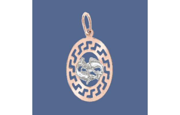 Anhänger, Rot-/Weißgold, 585°, Fische 21.02 - 20.03