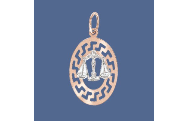 Anhänger, Rot-/Weißgold, 585°, Waage 24.09 - 23.10