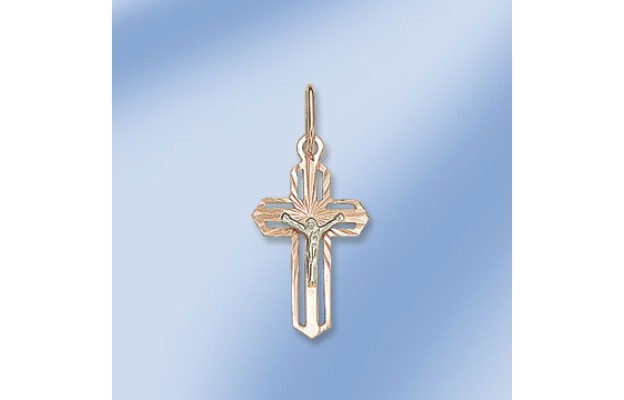 Anhänger, Rot-/Weißgold, 585°; Höhe ca. 24 mm; спаси и сохрани 