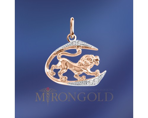 Anhänger, Rotgold, 585°, Zirkonia, Löwe