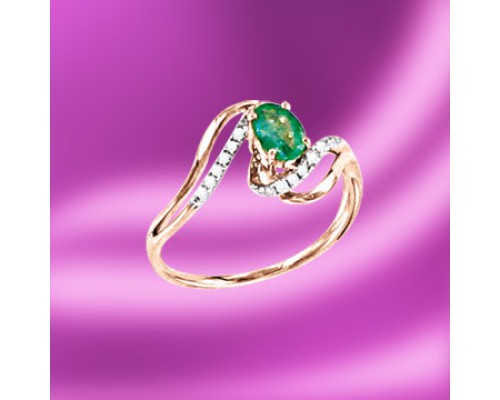 Damenring, Rotgold, 585° mit Smaragd und Brillant