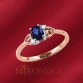 Damenring aus Rotgold 585, Saphir, Brillant 0,03 ct WSI