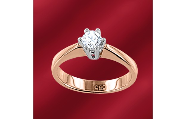 Damenring, Rotgold 585, Brillanten Damenring, Rotgold 585, Brillanten