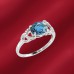 Damenring, Weißgold 585, Brillant 0,053 ct WSI, London blue Topas