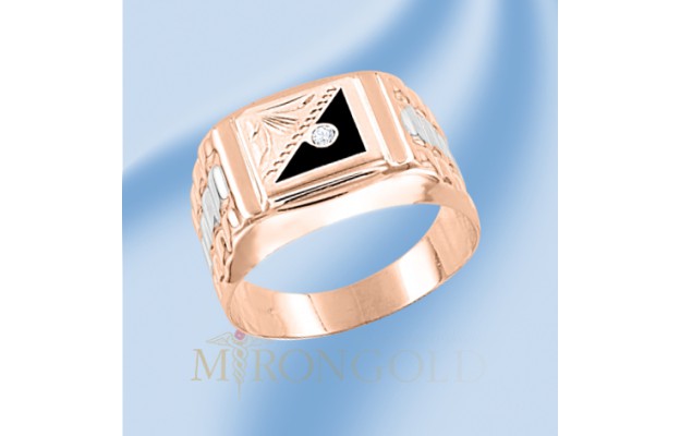 Herrenring, Rotgold 585, Zirkonia
