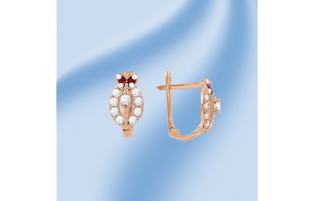 Ohrhänger Schmetterling, Rotgold 585, Zirkonia, Emaille Ohrhänger Schmetterling, Rotgold 585, Zirkonia, Emaille