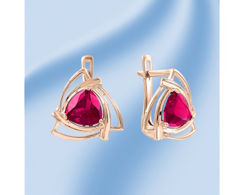Ohrhänger, Rotgold 585, Rubin syn.