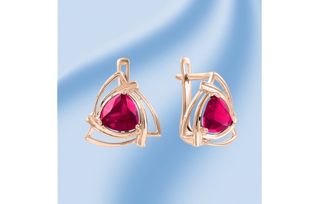 Ohrhänger, Rotgold 585, Rubin syn.