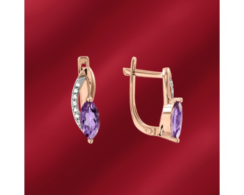 Ohrhänger Rotgold 585, Amethyst, Brillanten