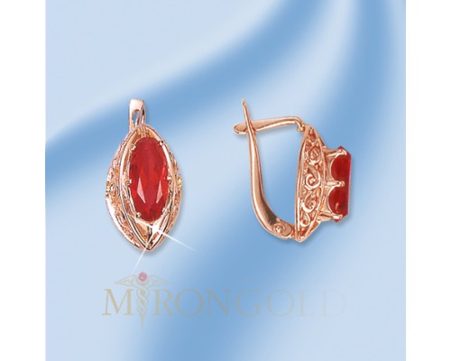 Ohrhänger, 585°, Rotgold, Rubin syn.