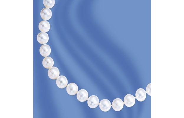 Perlenkette mit Silber Verschluss, 925°; Durchmesser ca. 8 - 8,5 mm.
