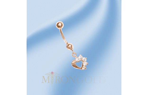 Bauchpiercing, 585°, Rotgold, Zirkonia