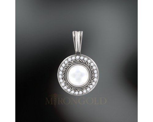 Anhänger, Silber, 925°, echte Perle, Zirkonia