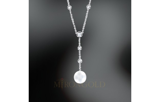 Collier, Silber, 925°, Zirkonia; Perle