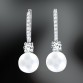 Ohrhänger, Silber, 925°, Zirkonia, Perle