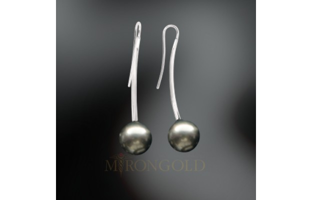 Ohrhänger, Silber, 925°, Zirkonia, schwarze Perle Ohrhänger, Silber, 925°, Zirkonia, schwarze Perle