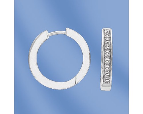 Ohrringe, Silber, 925°, Zirkonia; Durchmesser ca. 21 mm