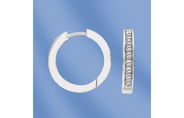 Ohrringe, Silber, 925°, Zirkonia; Durchmesser ca. 21 mm