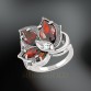 Damenring, Silber, 925°, Granat syn., Zirkonia