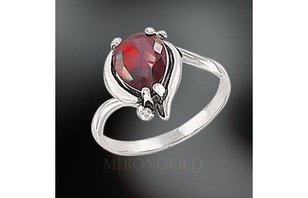 Damenring, Silber, 925°, Granat syn., Zirkonia Damenring, Silber, 925°, Granat syn., Zirkonia