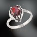 Damenring, Silber, 925°, Granat syn., Zirkonia Damenring, Silber, 925°, Granat syn., Zirkonia