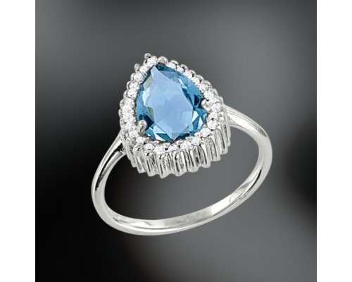 Damenring, Silber 925, hellblau Kristall, Zirkonia